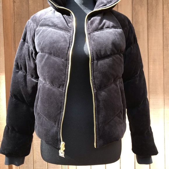 Juicy Couture NWT Black Velvet Puffer Jacket Quilted Down Coat XS - Picture 5 of 8